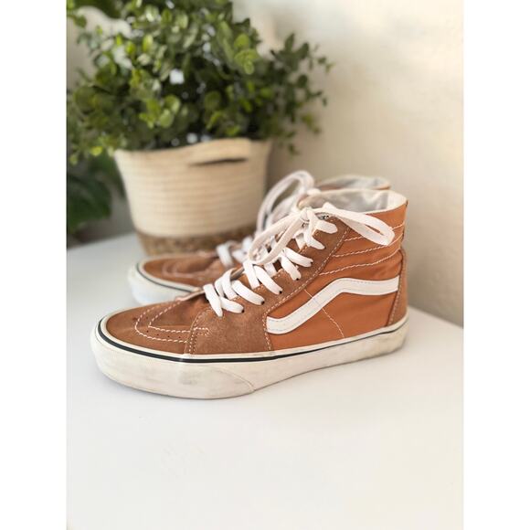 Vans Sk8-Hi High Top Sneakers Burnt Orange Suede Canvas – Men’s 7.5 / Women’s 9 - Picture 1 of 8